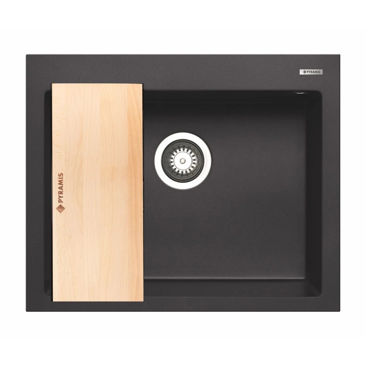 Pyramis Zlewozmywak ISTROS 1-kom. z deską czarny - 61 x 50 cm