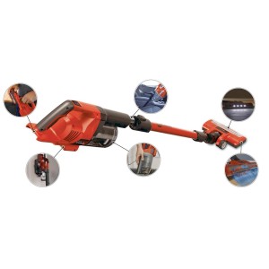 Odkurzacz akumulatorowy Einhell Power X-Change TE-SV 18 Li-Solo: Bezprzewodowy odkurzacz pionowy z akcesoriami i przykładami zastosowania.