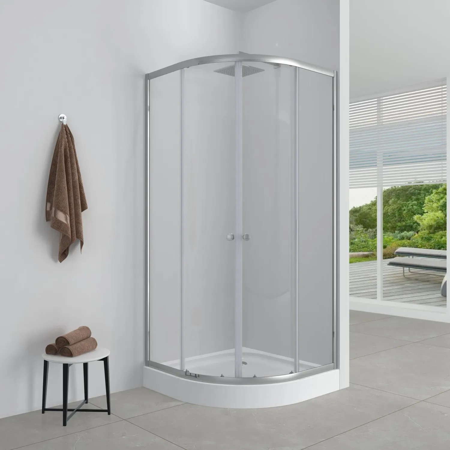 Metro Kabina półokrągła  Sierra 90  chrom brodzik niski 90 x 90 x 197