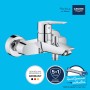 Bateria wannowa Grohe QuickFix Start do montażu ściennego, chrom. Jednouchwytowa bateria do wanny.