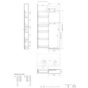 Rysunek techniczny systemu organizacji kuchni t.b.t. z wymiarami.