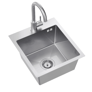 Zlewozmywak t.b.t. ze stali nierdzewnej z baterią.