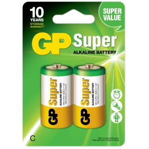 GP Super Alkaline Bateria C, opakowanie 2 szt. Bateria alkaliczna do urządzeń o dużym poborze mocy.
