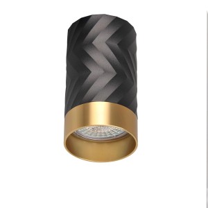 Czarny reflektor z złotym obramowaniem, wzorzysty, do sufitu i ściany. Wszechstronne oświetlenie do każdego pomieszczenia.