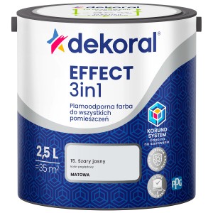 Farba do ścian Dekoral Effect 3w1, jasnoszara, puszka 2,5L. Kolorowe farby do ścian.