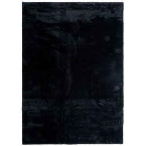 Czarny, prostokątny dywan shaggy