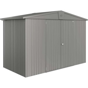 Biohort Metalowy domek ogrodowy Europa, kwarcowy szary metalik, 4,6 m²: Wytrzymały domek na narzędzia i meble ogrodowe.