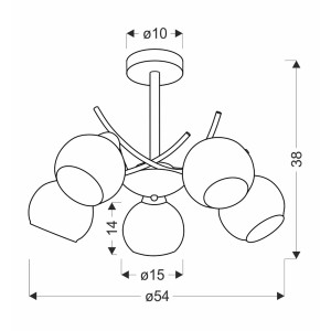 Candellux Lampa sufitowa LUNORE 5xE27 40W złota